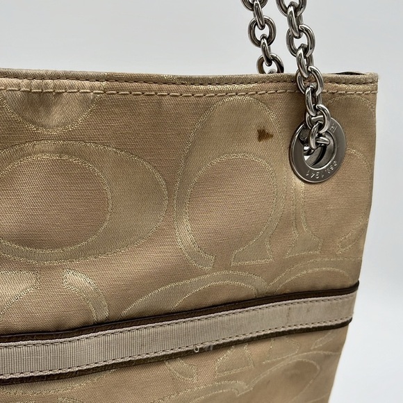 Coach Beige Poppy Signature Print Bag Shoulder Bag BLEMISH - Picture 6 of 11